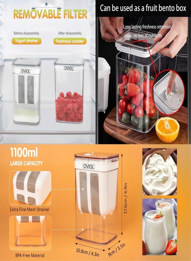 OVIOL Greek Yogurt & Hung Curd Maker 1100ml Fine Mesh Strainer with Lid Multifunctional Yoghurt Filter Curd Maker for Home Whey Separator Perfect for Homemade Yogurt BPA-Free (Transparent) - Image 3